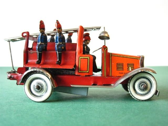 Blikken brandweer-auto uurwerk Germany 1930er, Ophalen of Verzenden