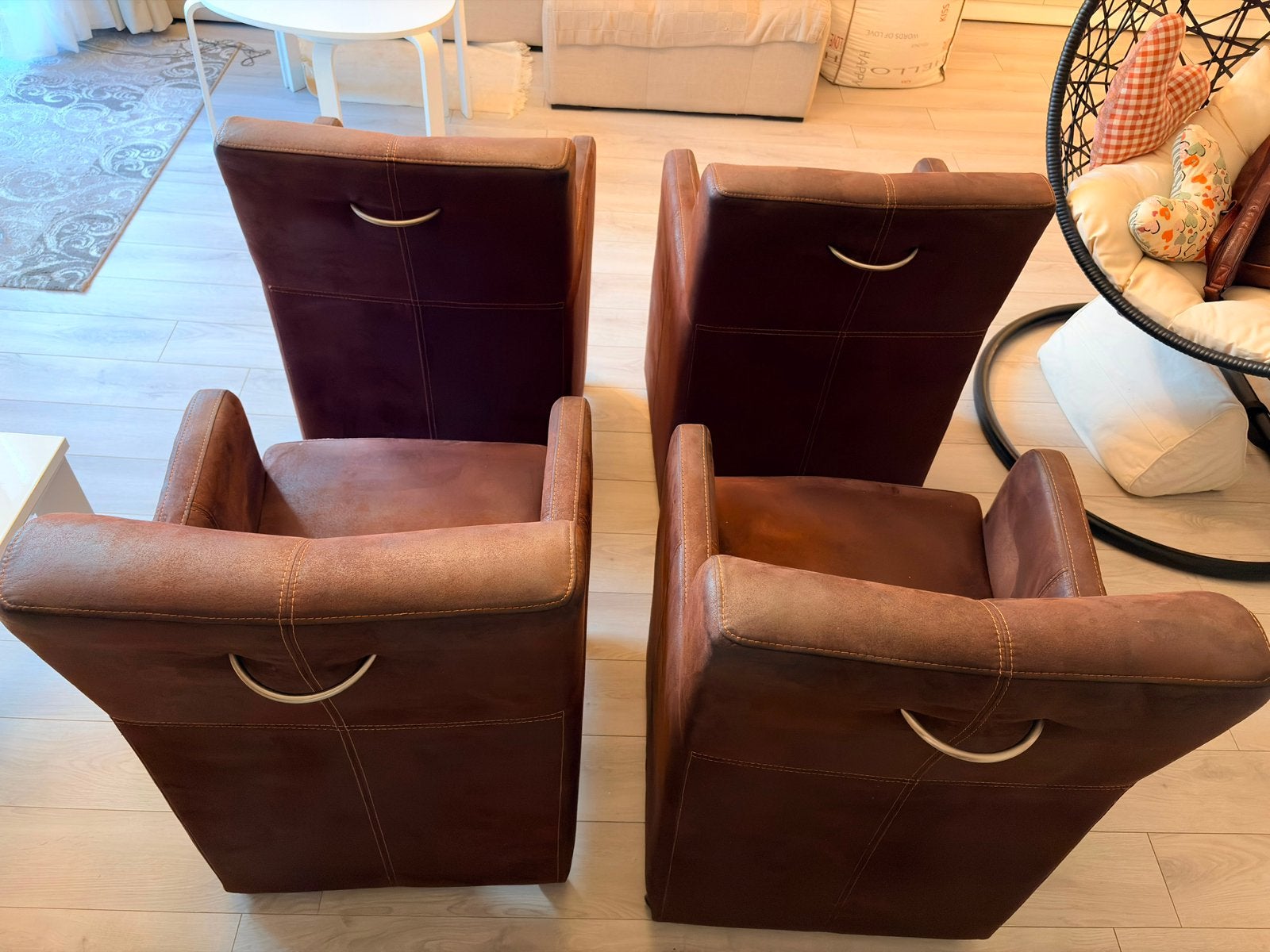 Leren eettafel stoelen, Ophalen, Zo goed als nieuw