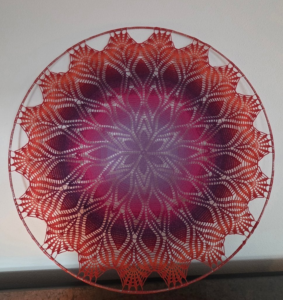 Mandala haakwerk, 1 meter doorsnede voor aan de muur., Ophalen, Boho, Meerkleurig, Textiel