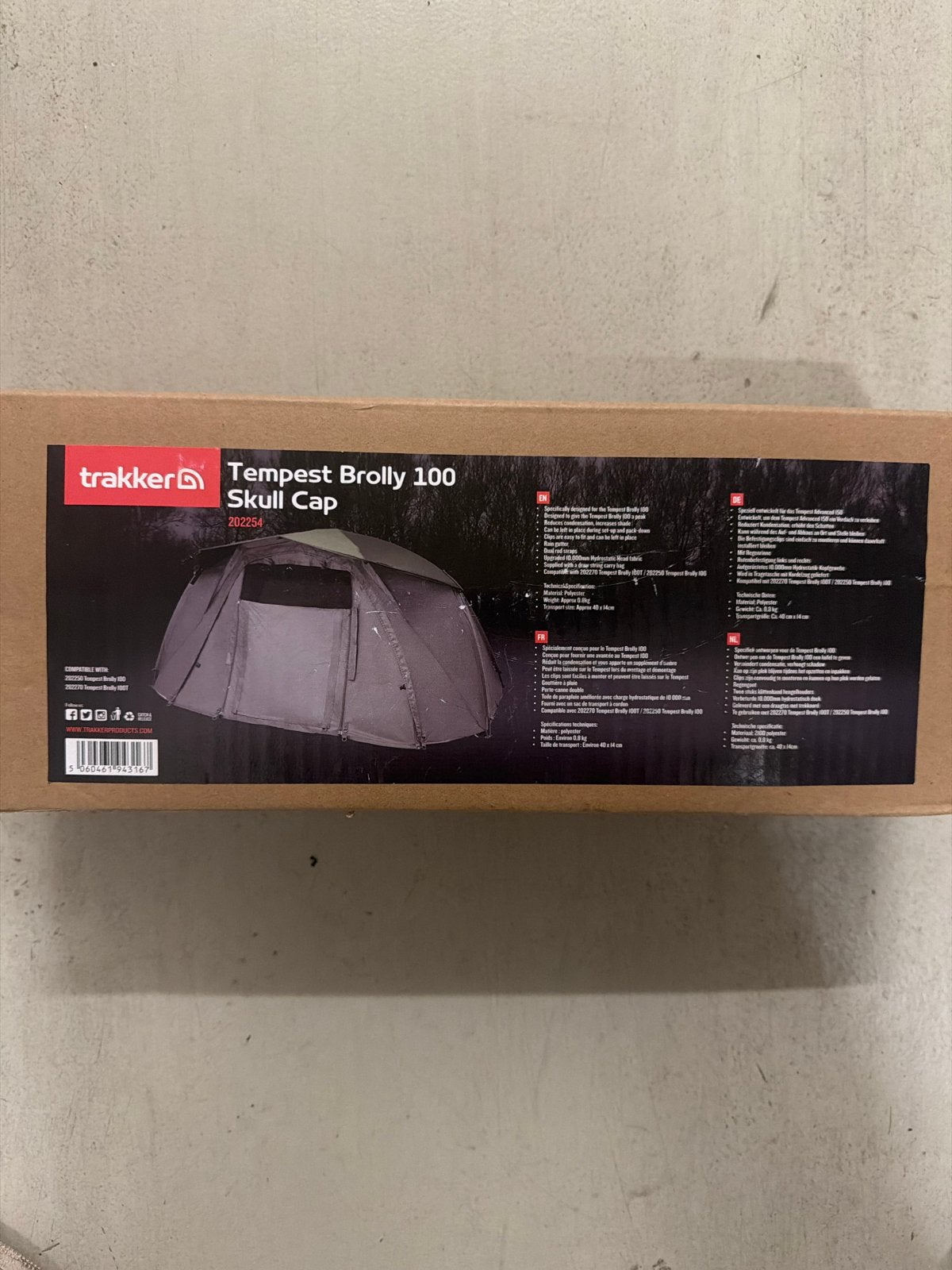 Trakker Tempest Brolly 100 Skull Cap - Nieuw in doos, Watersport en Boten, Ophalen of Verzenden, Nieuw