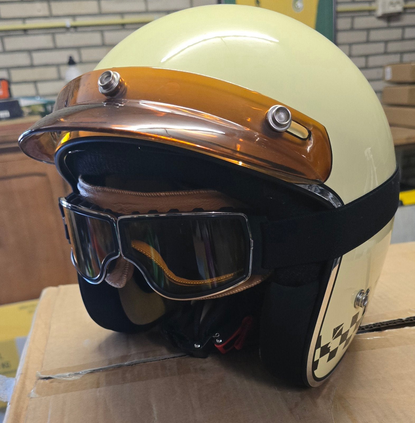Stijlvolle Jethelm Maat M met Vizier en Bril, Motoren, Kleding | Motorhelmen, Overige merken, M, Dames, Jethelm
