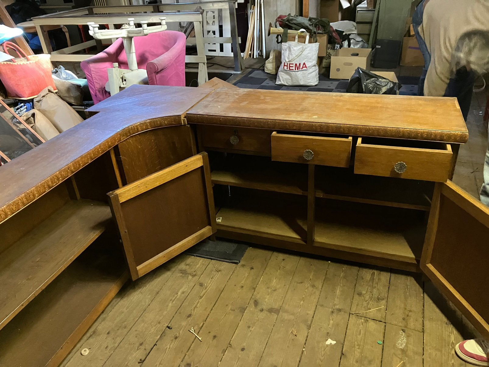 Kast hoekkast hout retro vintage antiek, Ophalen