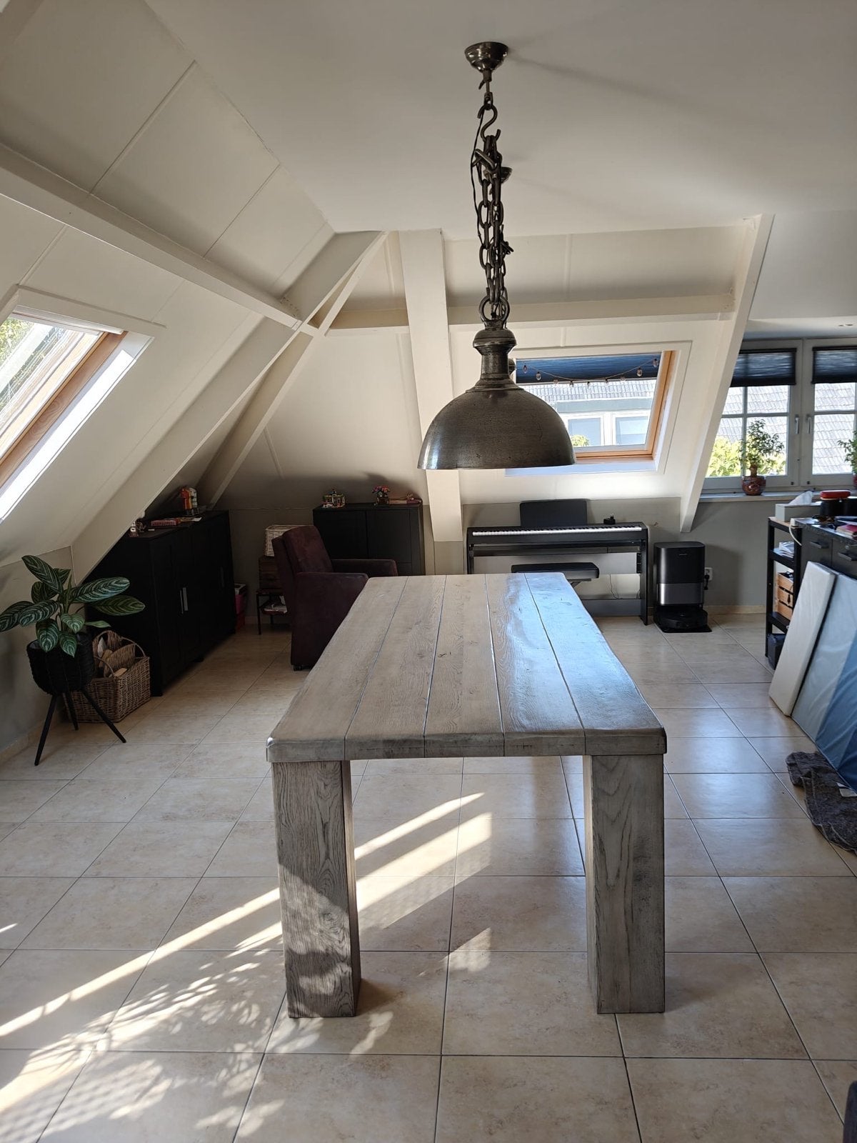 Robuuste eettafel 240x100 cm - massief hout, Huis en Inrichting, Ophalen, Gebruikt, 200 cm of meer, 50 tot 100 cm