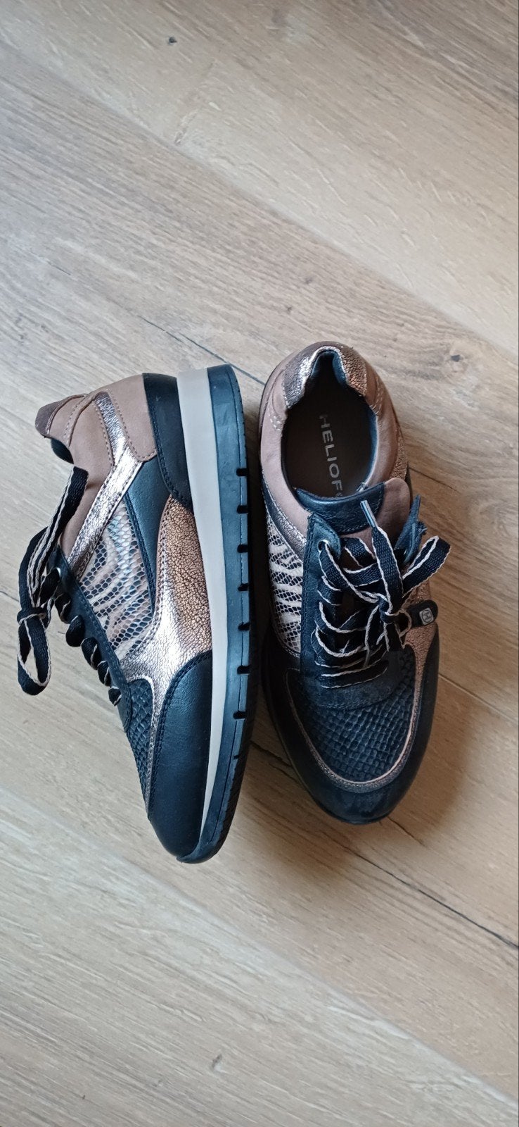 Helioform bruin / zwart maat 39 / 6 H schoenen veter + rits, Zwart, Nieuw, Ophalen of Verzenden, Sneakers of Gympen