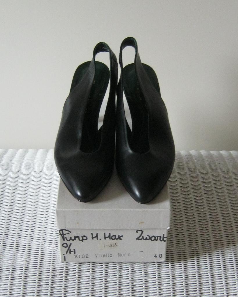 NIEUWE zwarte leren slingbacks van Paul Warmer, maat 40., Pumps, Zwart, Nieuw, Ophalen of Verzenden