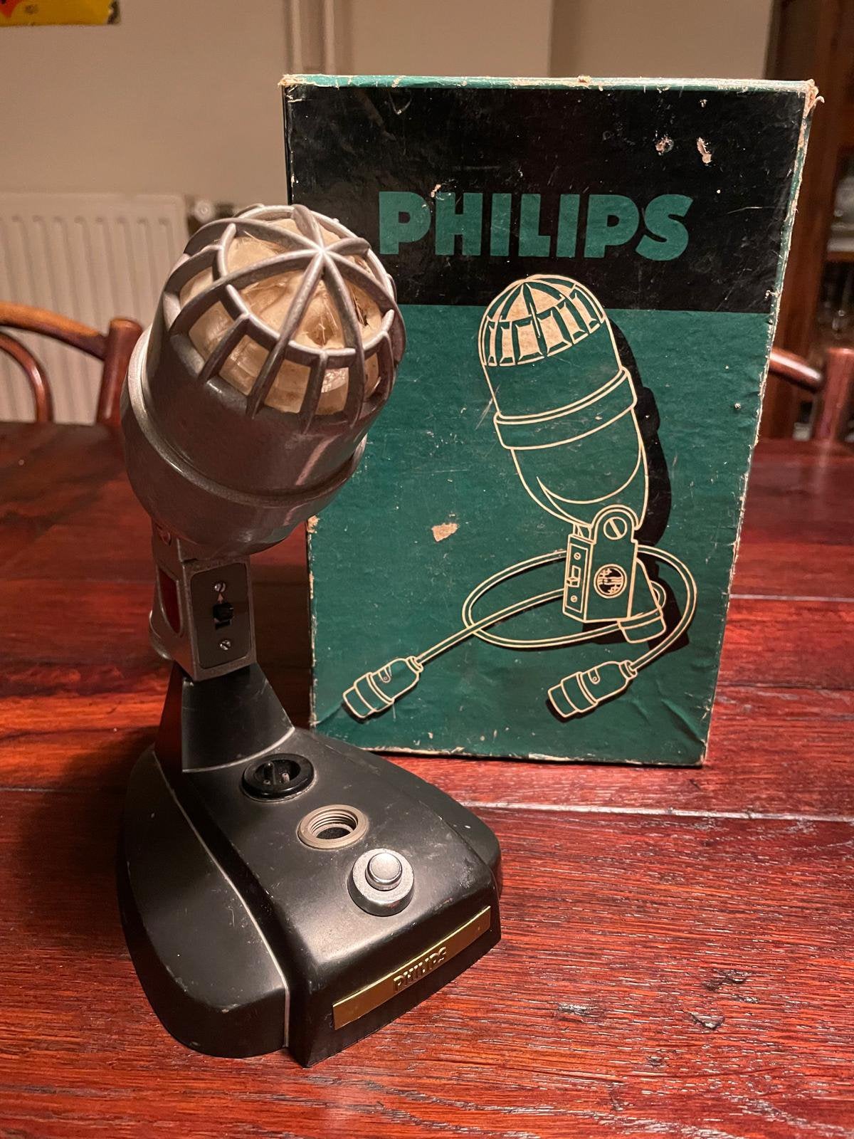 Philips microfoon EL6020 in originele doos +standaard EL6202, Muziek en Instrumenten, Ophalen of Verzenden, Gebruikt, Overige typen