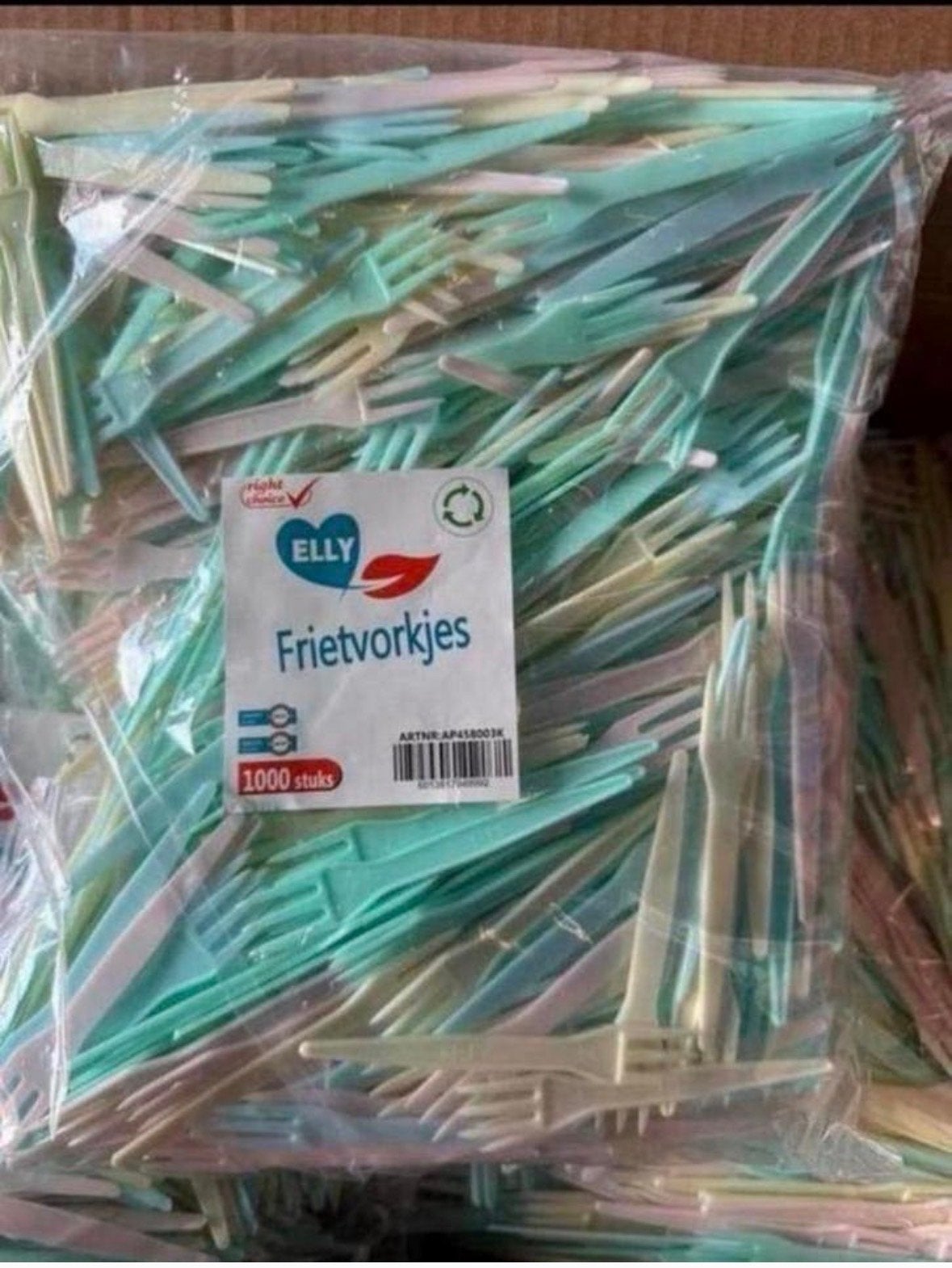 Plastic Frietvorkjes Wegwerp - 1000 Stuks, Overige typen, Kunststof, Nieuw, Ophalen of Verzenden