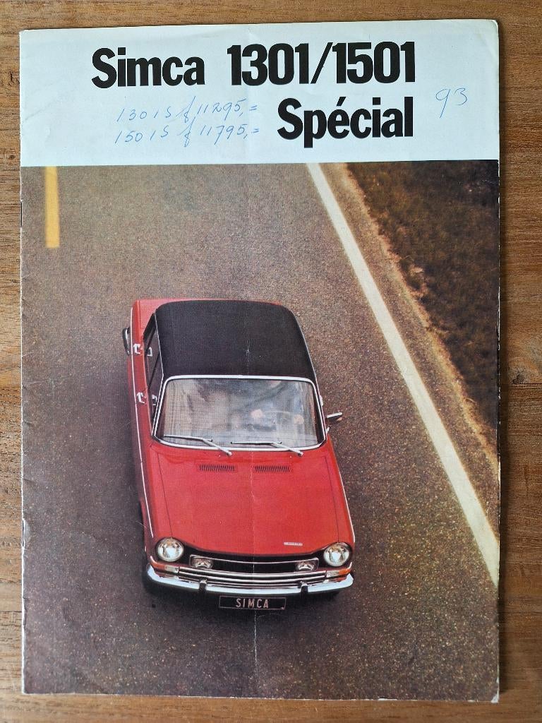 Simca 1301 1501 Special brochure folder uit 1974, Ophalen of Verzenden, Gelezen, Overige merken