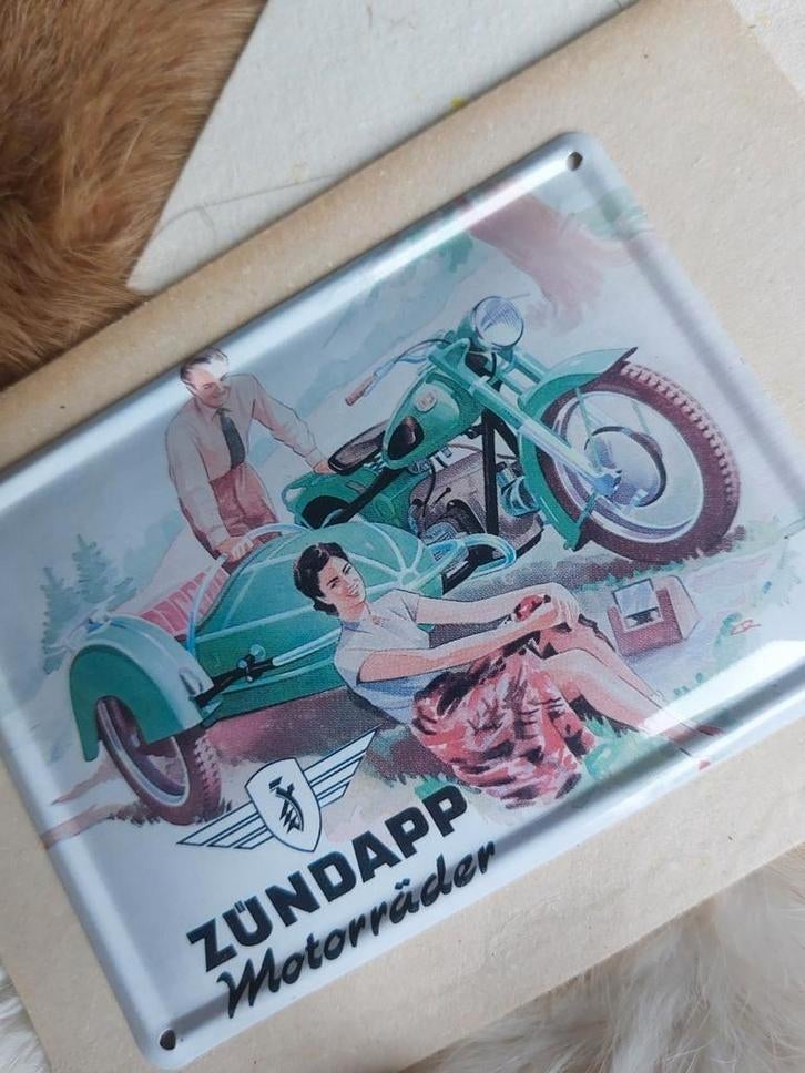 Zundapp metal card Retro tincard motor metaal kaart vintage, Ophalen of Verzenden, Nieuw, Motoren
