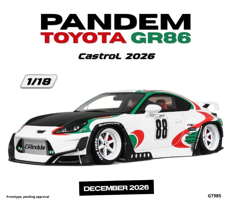 GT Spirit 1:18 Pandem Toyota GR86 Castrol 2026, Overige merken, -, -, Nieuw
