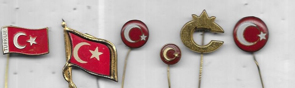 TURKIJE 6 VERSCHILLENDE SPELDEN, Ophalen of Verzenden, Gebruikt, Overige onderwerpen, Speldje of Pin