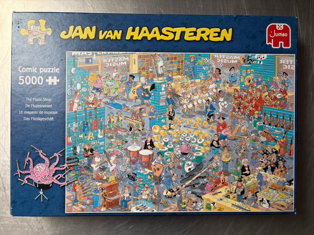 Jan van Haasteren De Muziekwinkel 5000 stukjes, Ophalen of Verzenden, Meer dan 1500 stukjes, Gebruikt, Legpuzzel