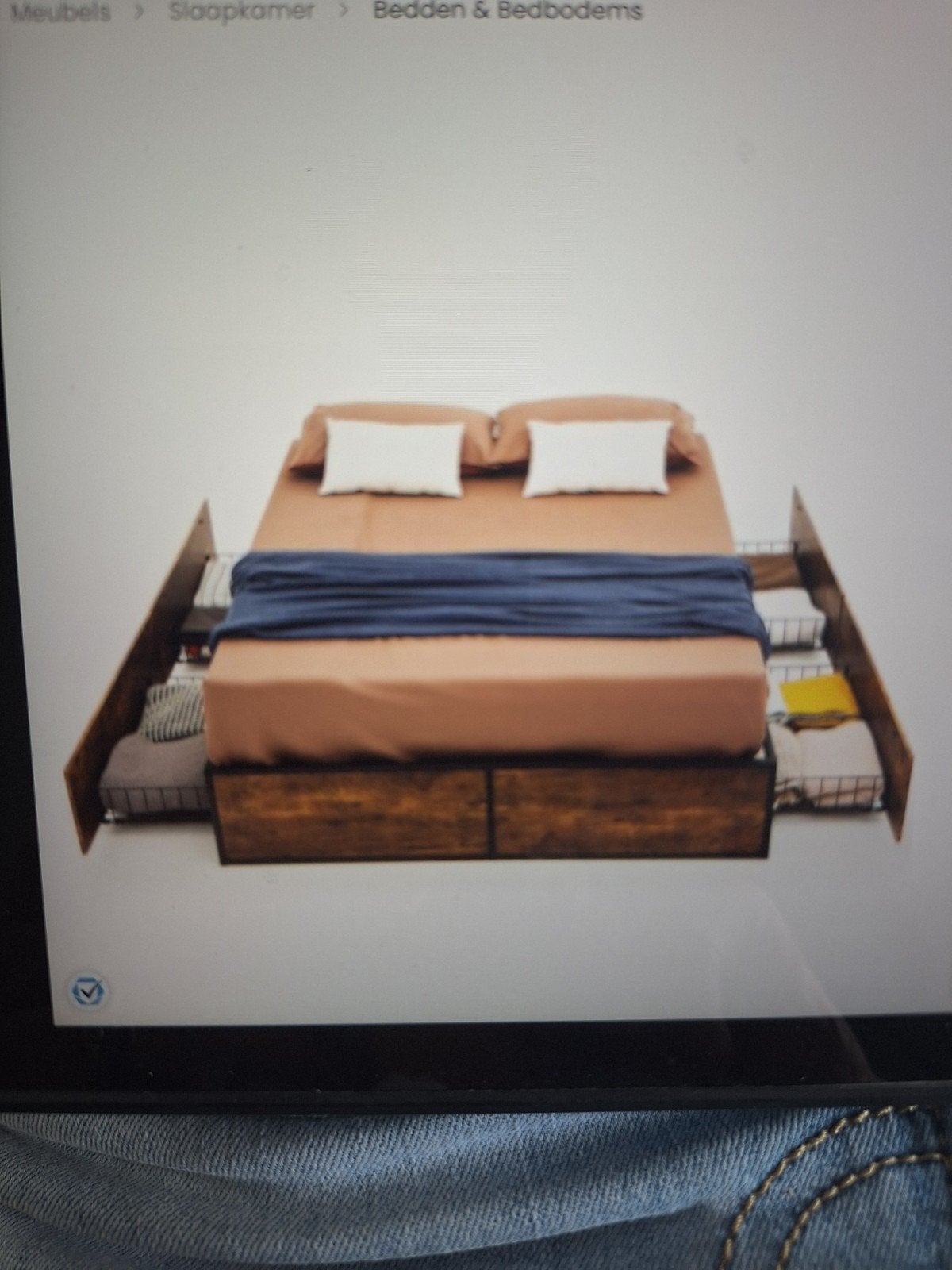 tk metalen bedframe  met 4 manden. 140x200, Ophalen, Zo goed als nieuw