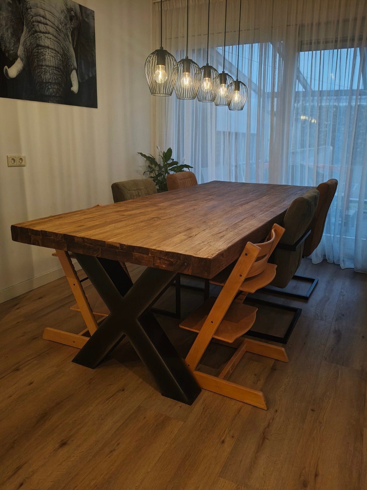 Teakhouten eettafel 250Lx105B, Ophalen, Rechthoekig, 200 cm of meer, 100 tot 150 cm