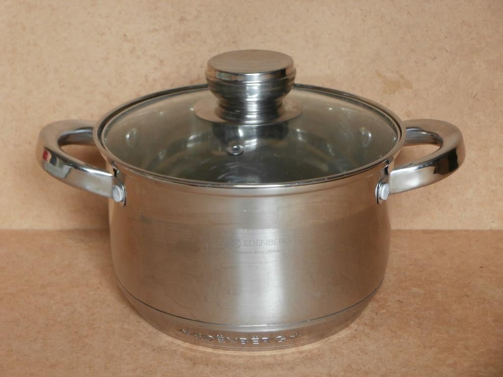 Edenbërg kook pan edelsteel roestvrij 19,5 x12 deksel glas, Huis en Inrichting, Keuken | Keukenbenodigdheden, Zo goed als nieuw