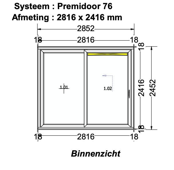 Nieuwe kunststof schuifpui - Kömmerling Premidoor 76, Ophalen, Kunststof, Overige typen, Nieuw