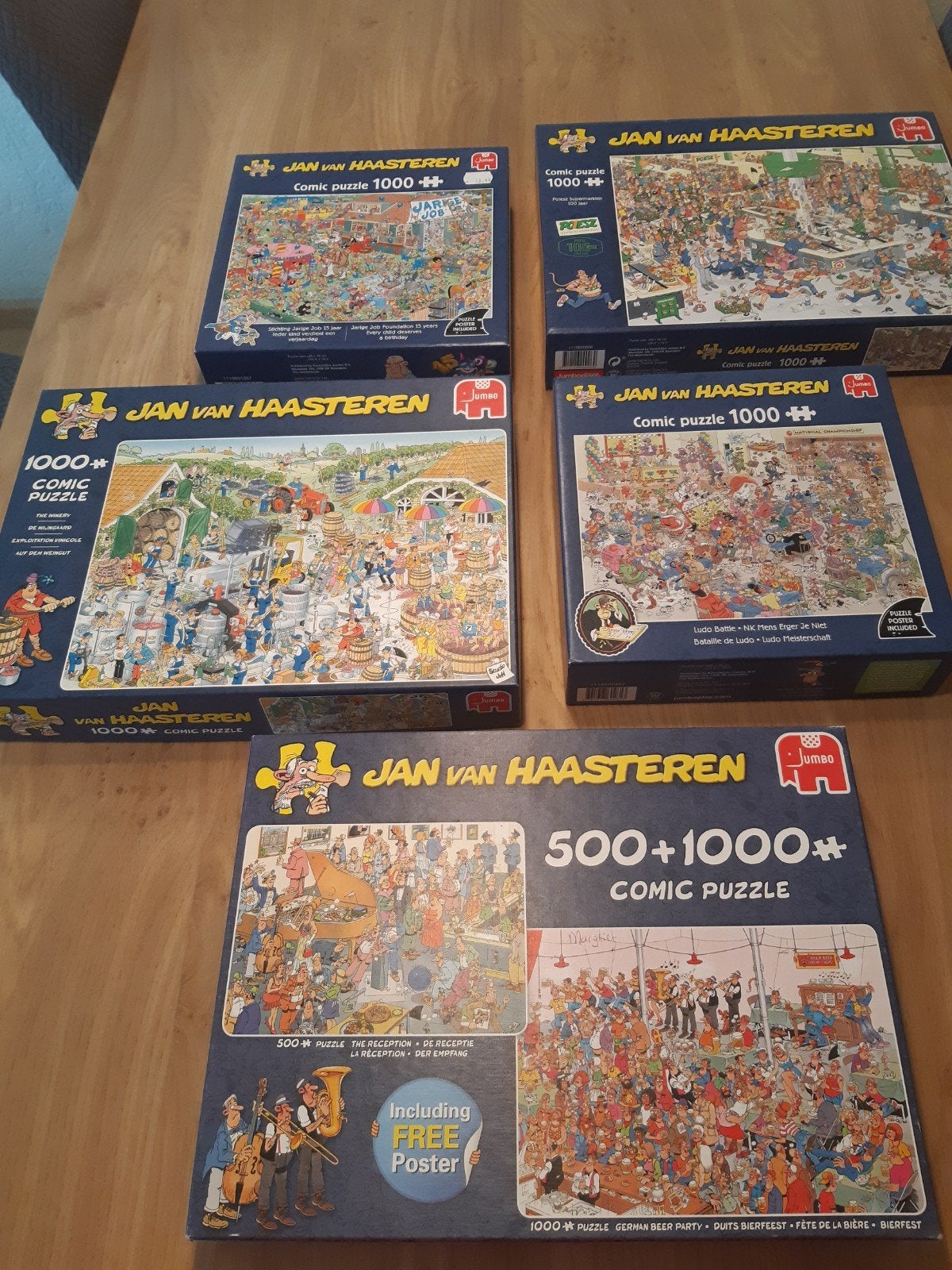 5x 1000 1x 500 puzzelstukjes Jan van Haasteren, Hobby en Vrije tijd, Verzenden, Zo goed als nieuw, Legpuzzel