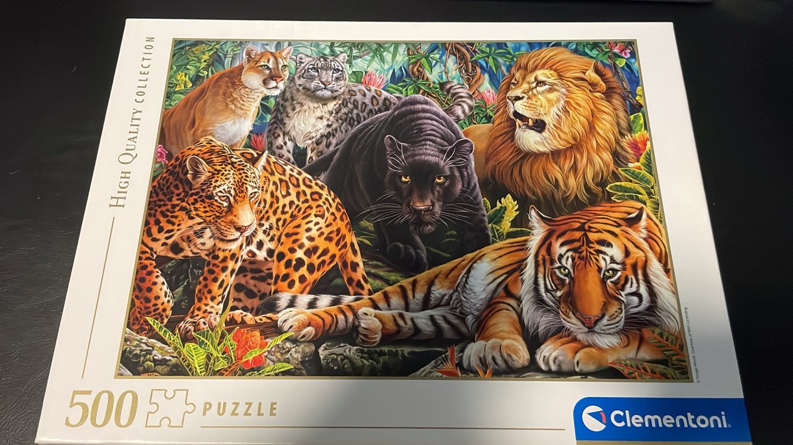 Clementoni 500 stukjes puzzel - Wilde katten, Ophalen of Verzenden, Meer dan 50 stukjes, Gebruikt, 6 jaar of ouder