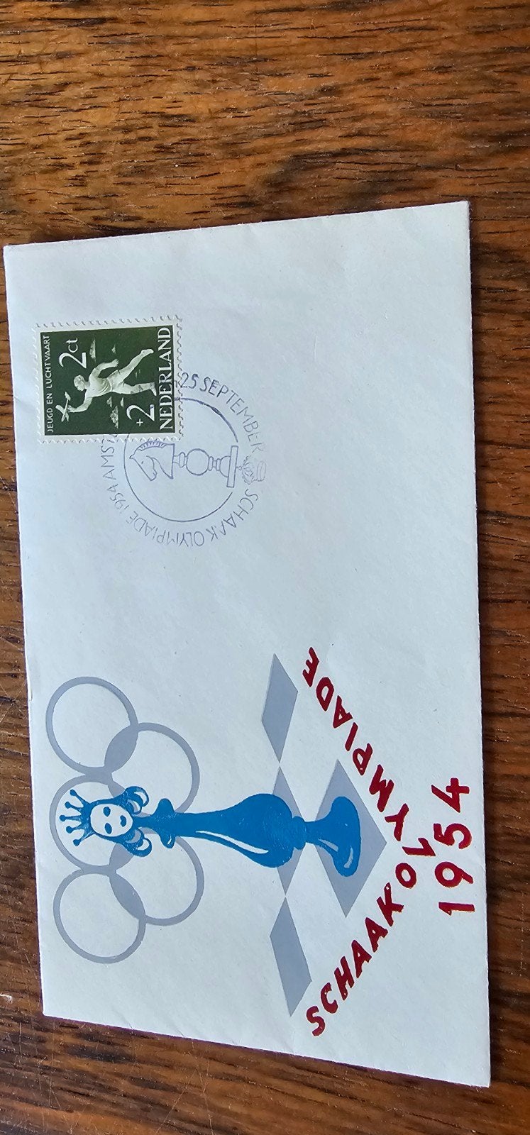 Schaakolympiade 1954 Amsterdam - Eerste Dag Envelop, Verzenden, Beschreven, Nederland