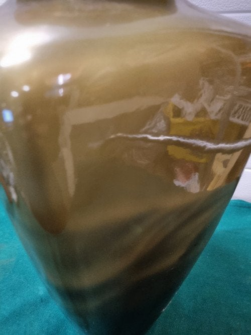 vaas goud bruin glas spain, Ophalen of Verzenden