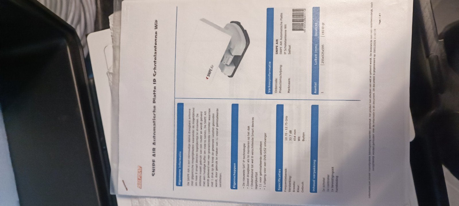 SNIPE AIR Automatische Schotelantenne Wit, Ophalen, Zo goed als nieuw, (Schotel)antenne, Overige merken