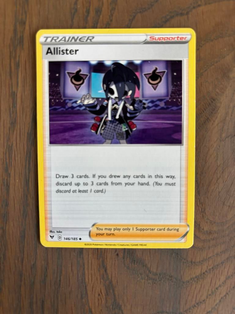 Pokémon TCG Allister Supporter Trainer Kaart 146/185, Ophalen of Verzenden, Zo goed als nieuw, Losse kaart