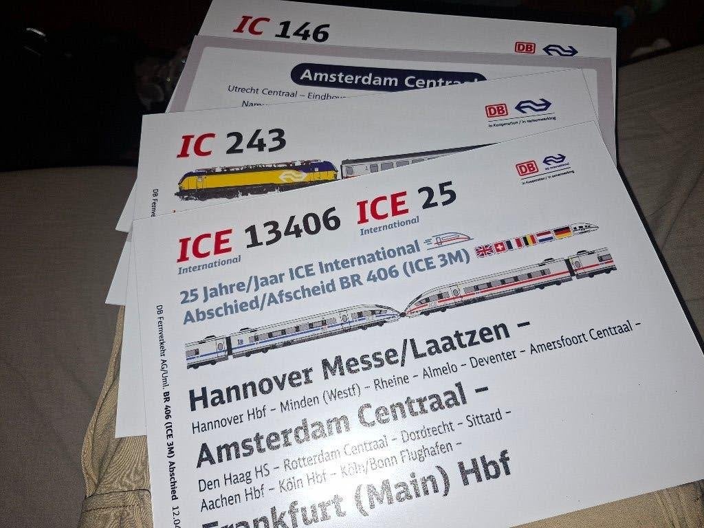 Borden afscheidsritten treinen (DB, NS, NMBS), Verzamelen, Spoorwegen en Tramwegen, Ophalen of Verzenden, Zo goed als nieuw, Trein
