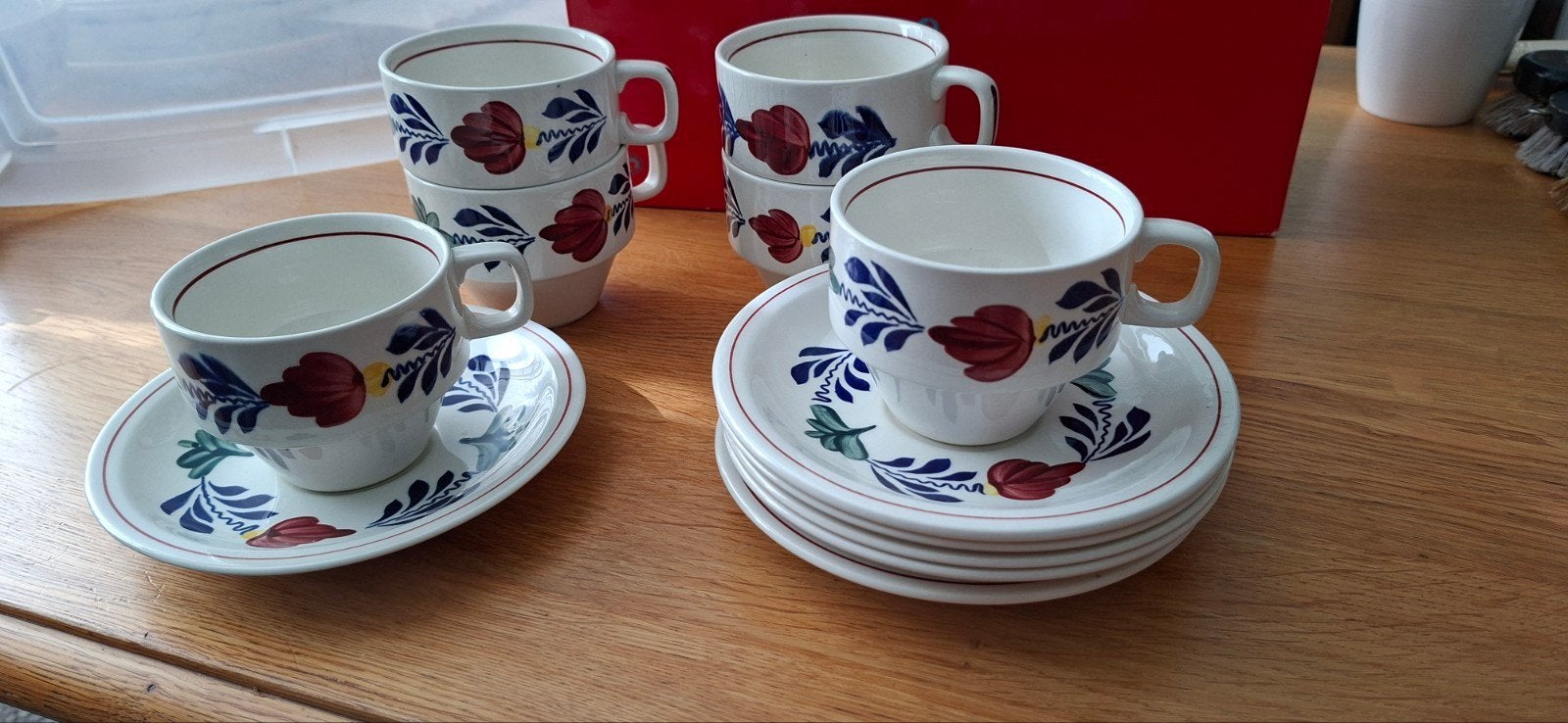 Boerenbont Koffiekopjes en Schotels - Set van 6, Ophalen
