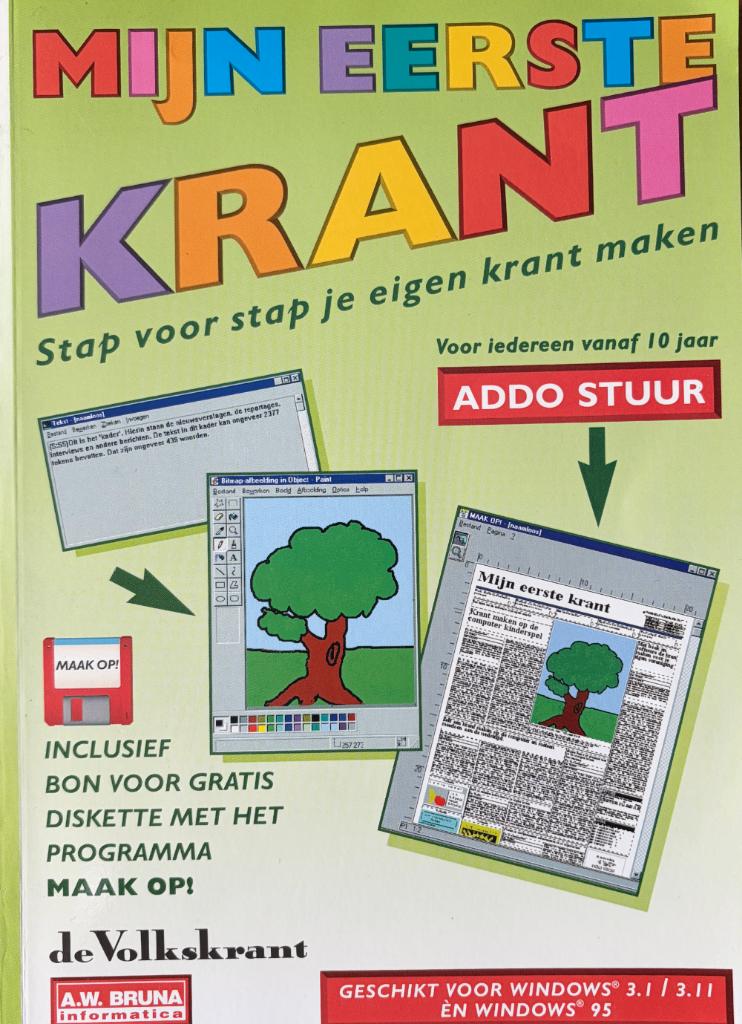 GEZOCHT: Diskette/software "Mijn eerste krant", Addo Stuur, Verzenden, Software, Addo Stuur