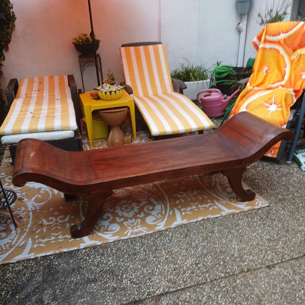 Koloniale teak bank extra groot, Ophalen