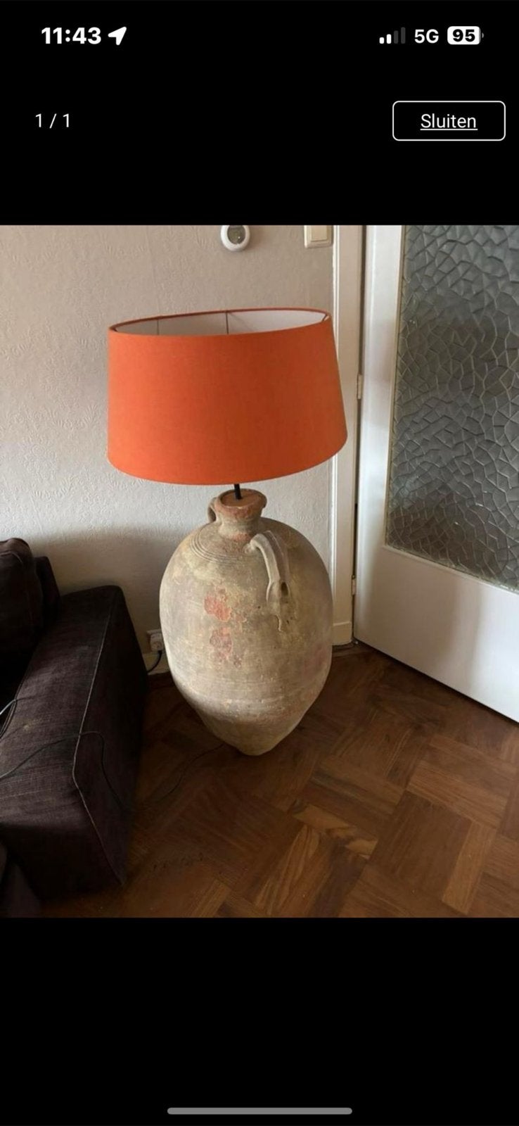 Grote kruik lamp met lampenkap, Antiek en Kunst, Antiek | Vazen, Ophalen
