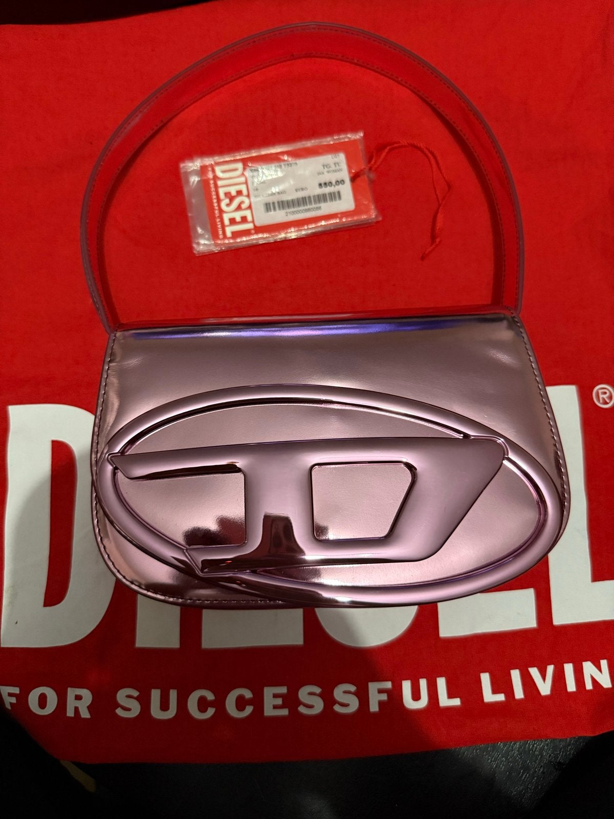Diesel 1DR Leren Schoudertas Roze Metallic, Ophalen, Nieuw, Roze, Schoudertasje