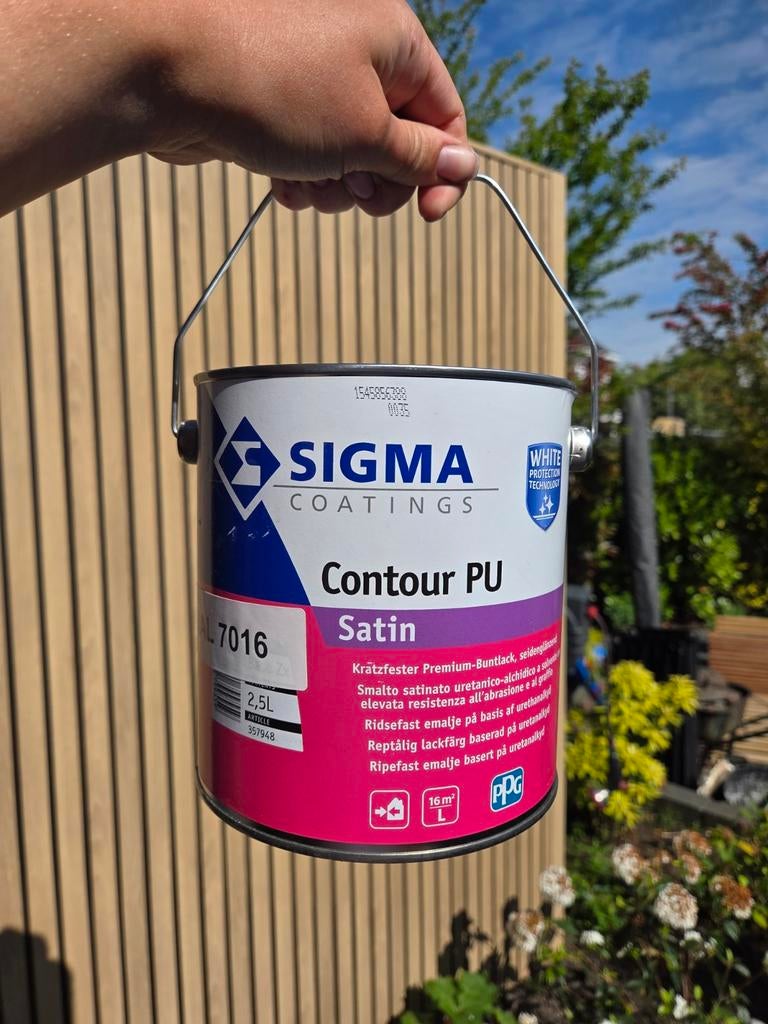 Sigma Contour PU Satin RAL 7016 - 2.5L, Nieuw, Ophalen of Verzenden, Lak, Grijs