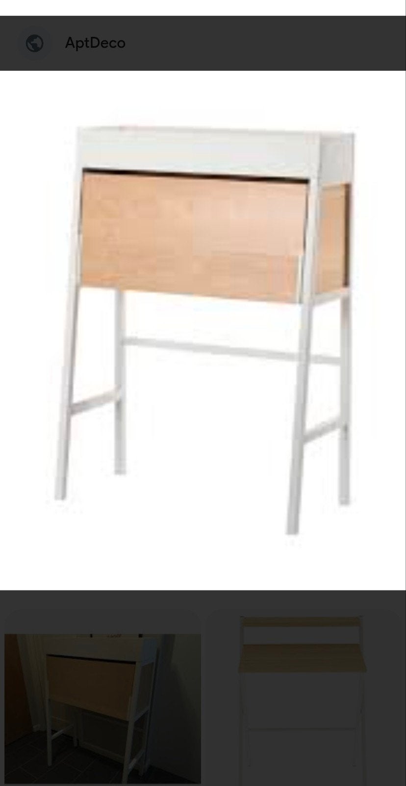 Stijlvol secretaire bureau - wit met houtaccenten, Ophalen, Opbergruimte, Gebruikt, Hout