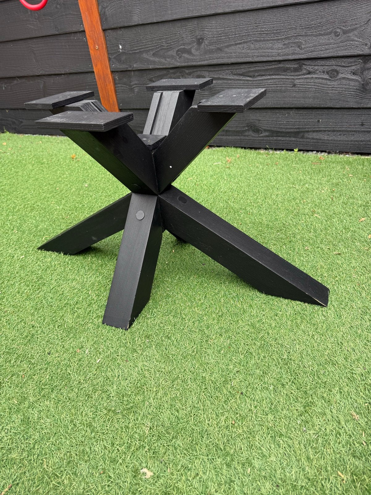Zwarte houten kruispoot voor salontafel, Ophalen, Tafelpoot, Minder dan 50 cm, Gebruikt