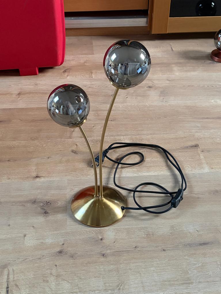 QAZQA Tafellamp Goud met Rookglas - Moderne Stijl, Ophalen, Zo goed als nieuw, Glas, Minder dan 50 cm