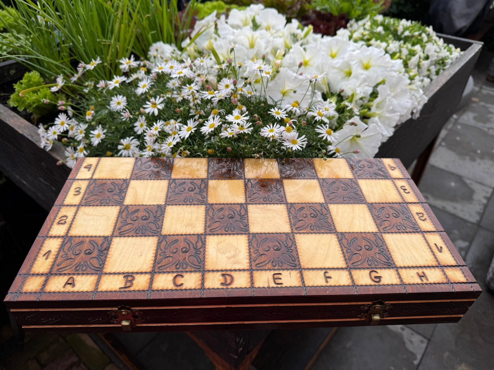 Houten Schaakspel met Opbergdoos - Handgemaakt, Een of twee spelers, Ophalen of Verzenden, Zo goed als nieuw, Reisspel