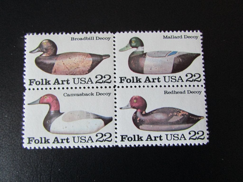 Postzegel Vogel: Blok met 4 Lok-Eenden uit de U.S.A., Ophalen of Verzenden, Postfris, Dier of Natuur