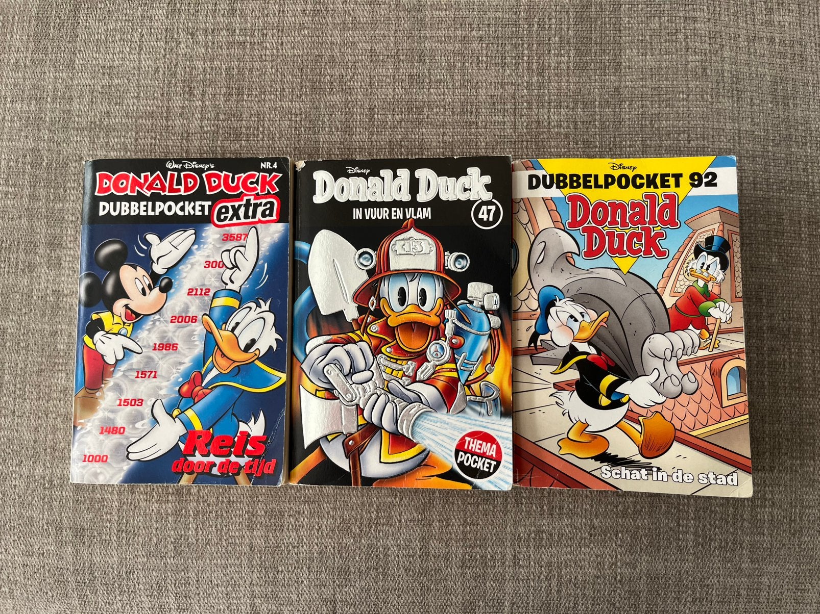 Donald duck dubbelpocket, nr 4, 47 en 92, Meerdere comics, Ophalen, Gelezen, Europa