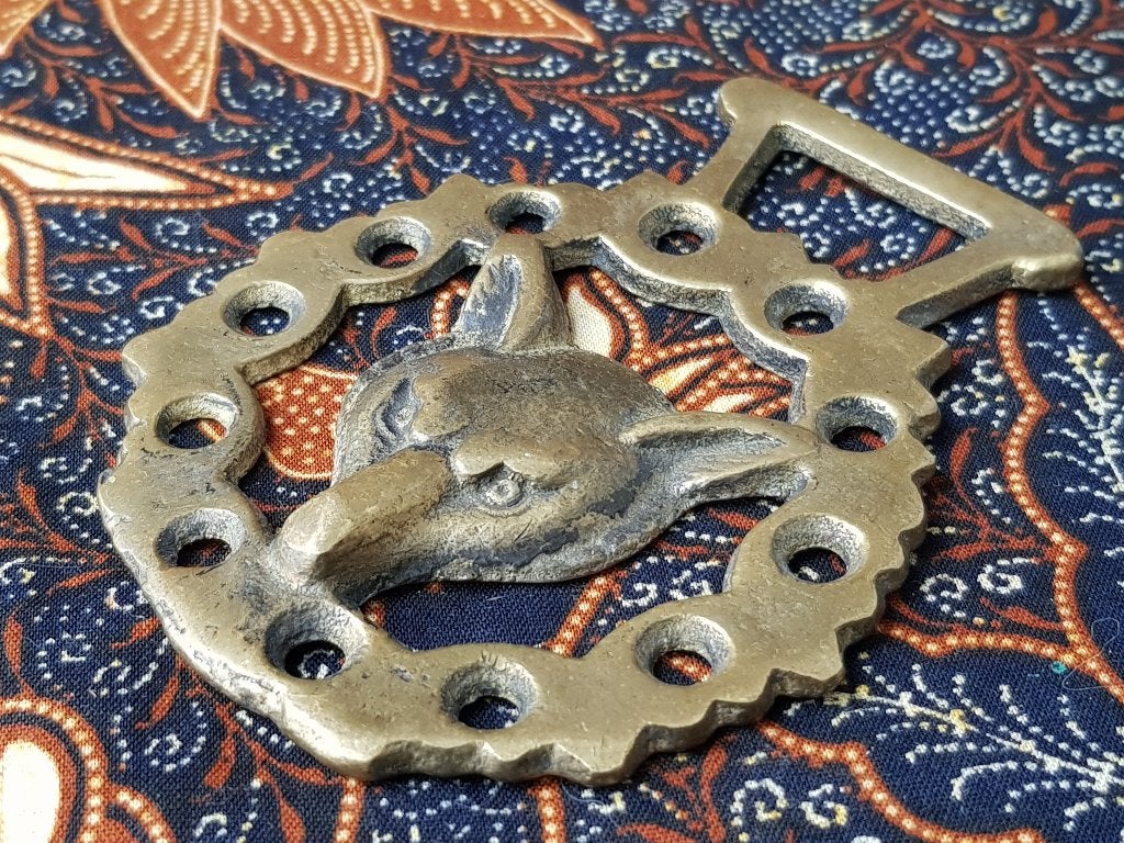 Antiek vossenkop kleppermannetje uit Engeland 9,2 cm. 1900., Ophalen of Verzenden, Koper