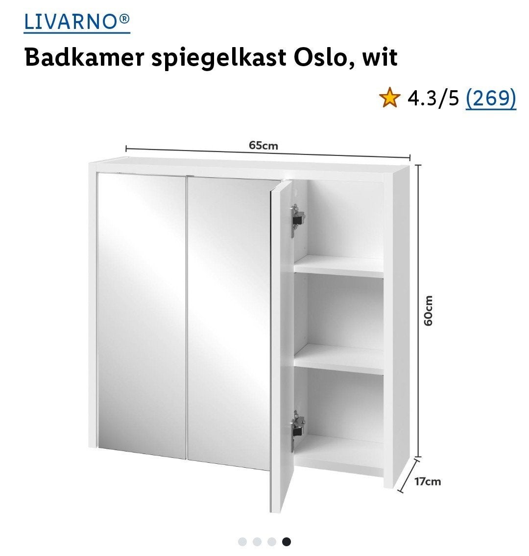 Badkamer bovenkast nieuw in verpakking, ongebruikt, wit, Ophalen, Spiegelkast, Nieuw, 50 tot 100 cm