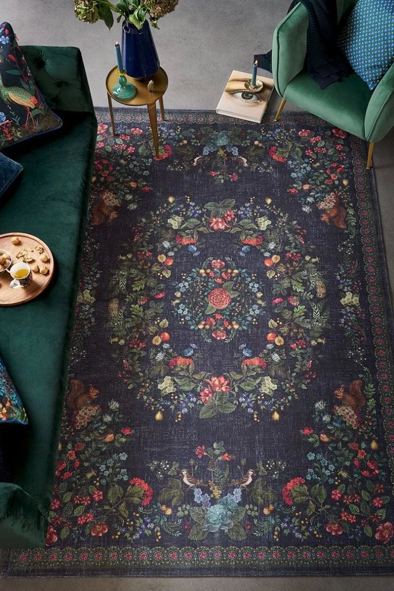 Pip Studio Vloerkleed Fall In Leaf Donkerblauw 200 x 300 cm, Huis en Inrichting, Ophalen, Blauw, 200 cm of meer, Zo goed als nieuw