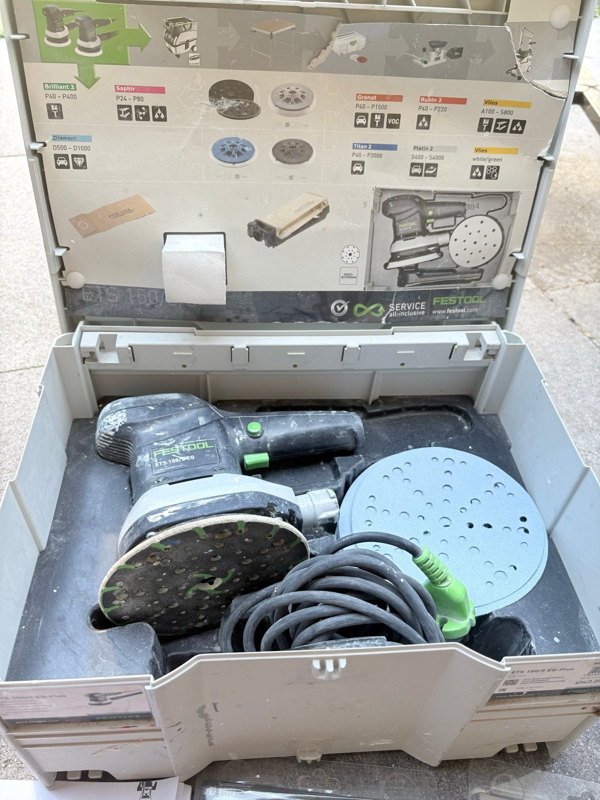 Festool ETS 150/5 EQ Excentrische Schuurmachine, Ophalen of Verzenden, Gebruikt, Minder dan 600 watt, Excentrische schuurmachine