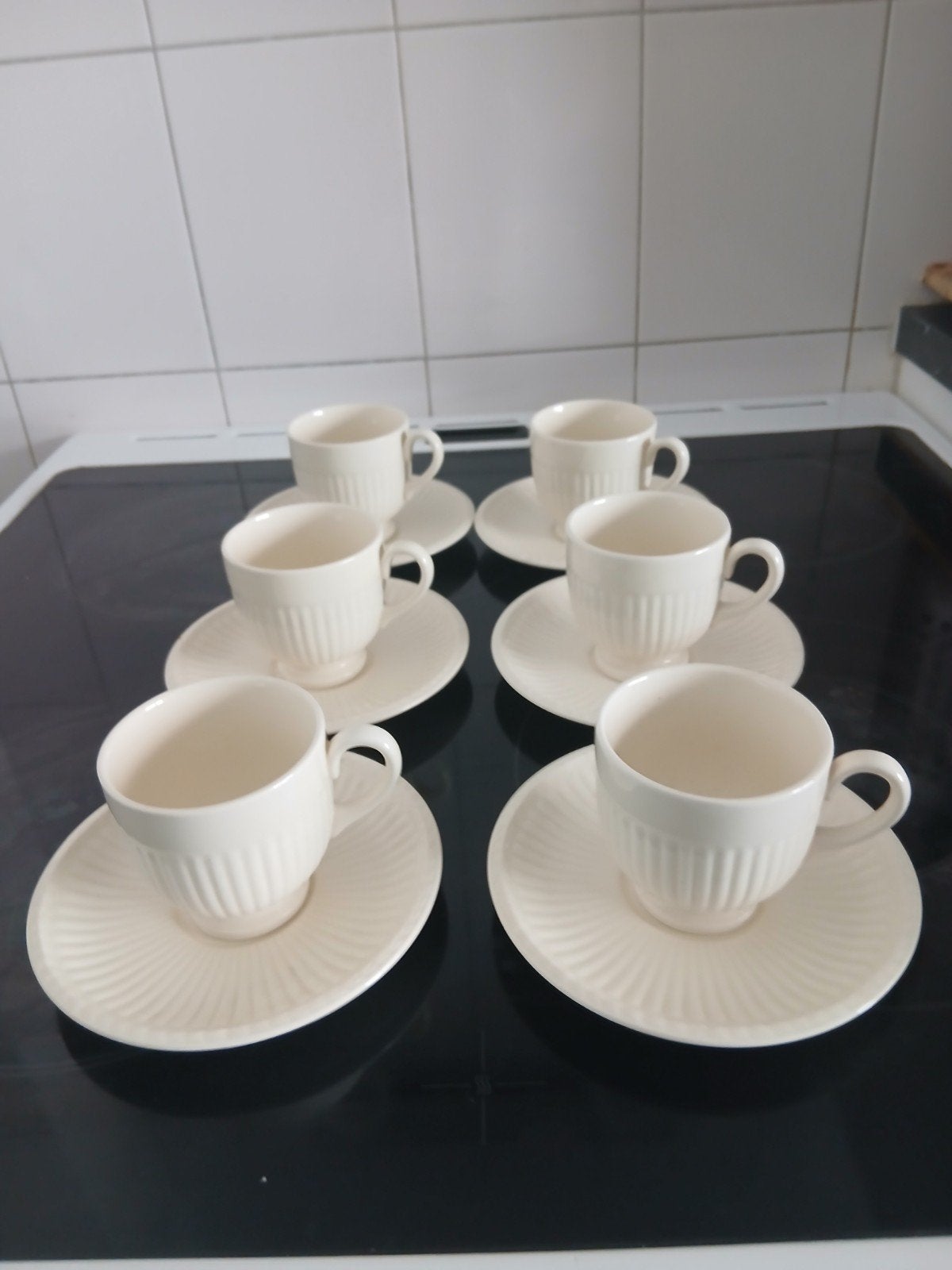 Wedgwood Edme espresso kop en schotel, Ophalen of Verzenden, Zo goed als nieuw, Porselein, Kop en/of schotel