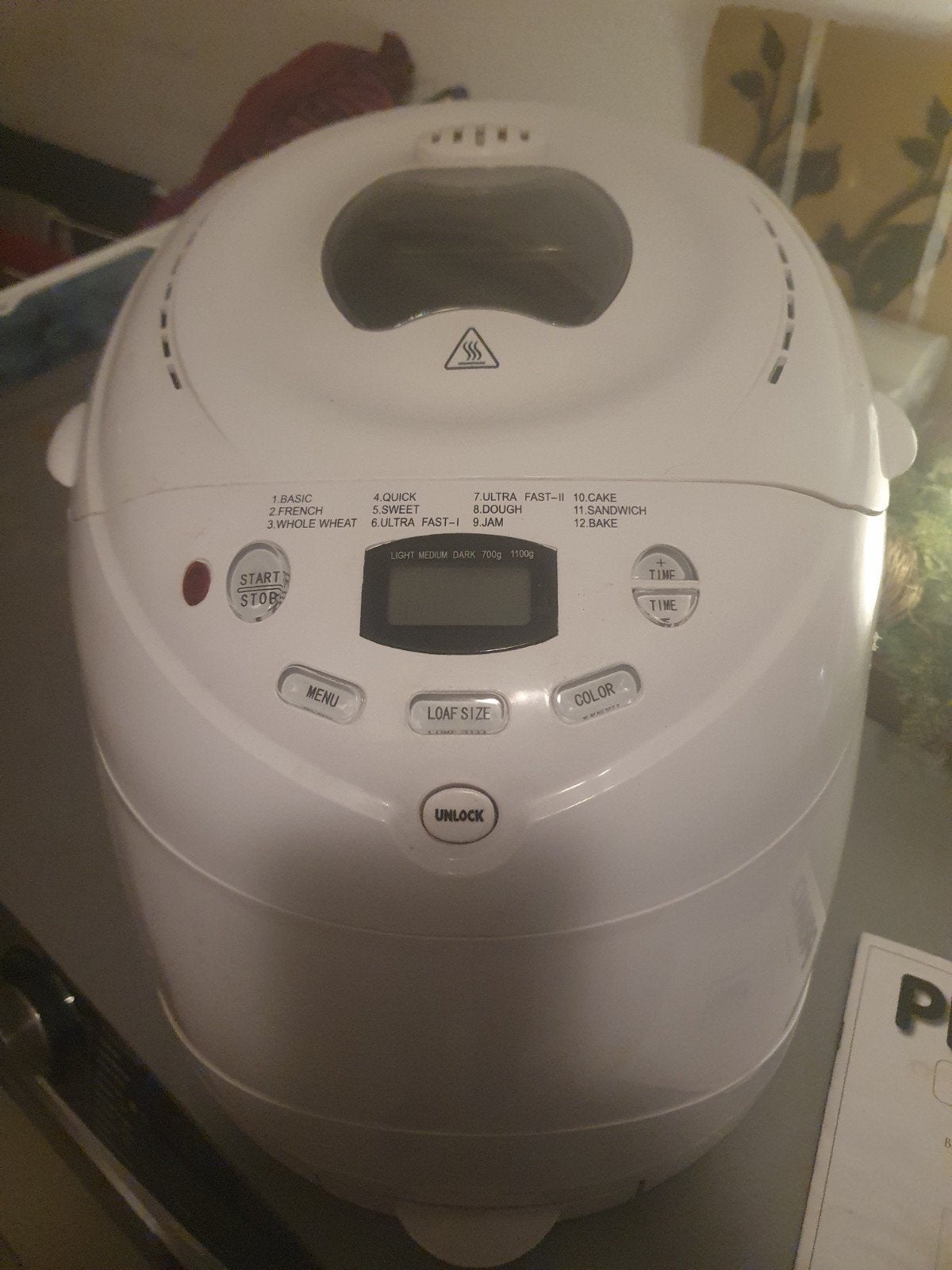 primo broodbakmachine 3 keer gebruikt, Witgoed en Apparatuur, 800 tot 1200 gram deeg, Ophalen of Verzenden, Gebruikt, Met timer