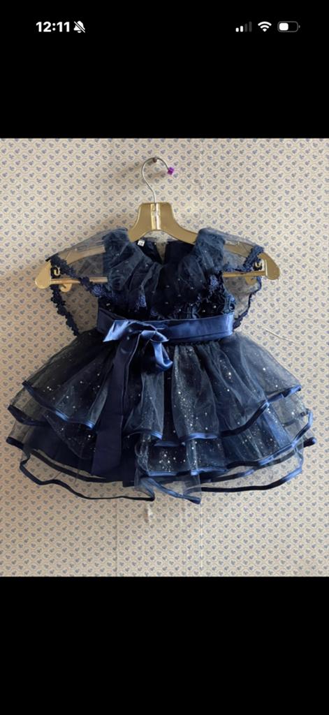 Prachtige Donkerblauwe Tule Jurk met Glitters, Ophalen of Verzenden, Zo goed als nieuw