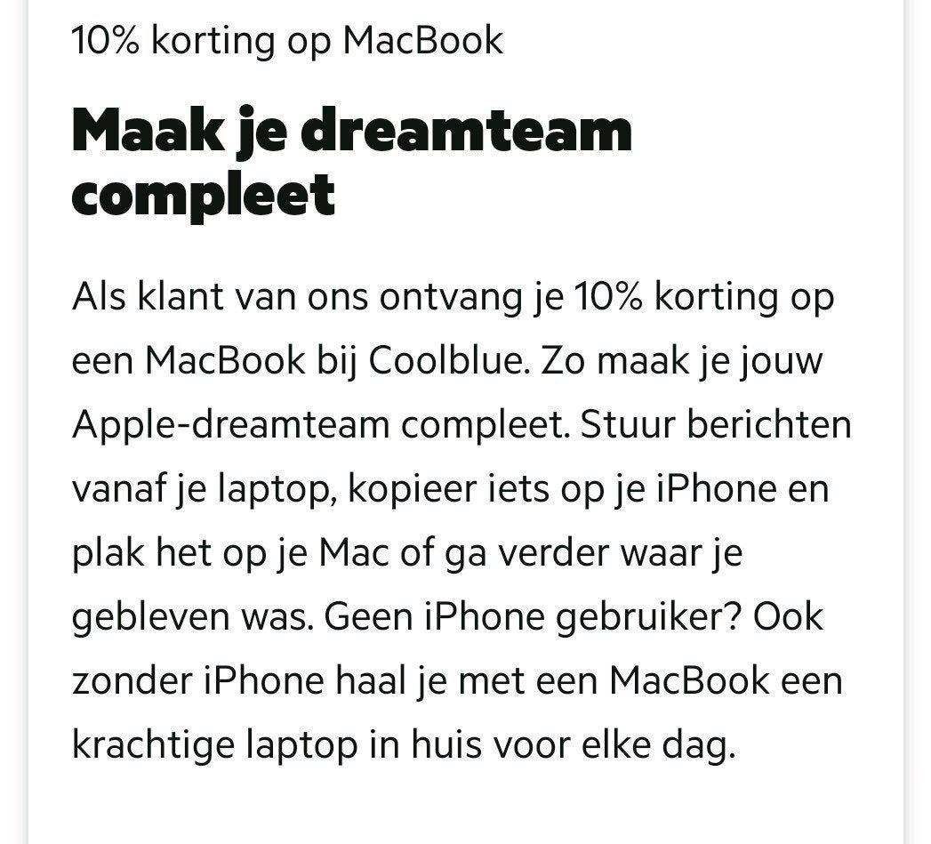 10 % kortingscode macbook, Eén persoon, Kortingsbon