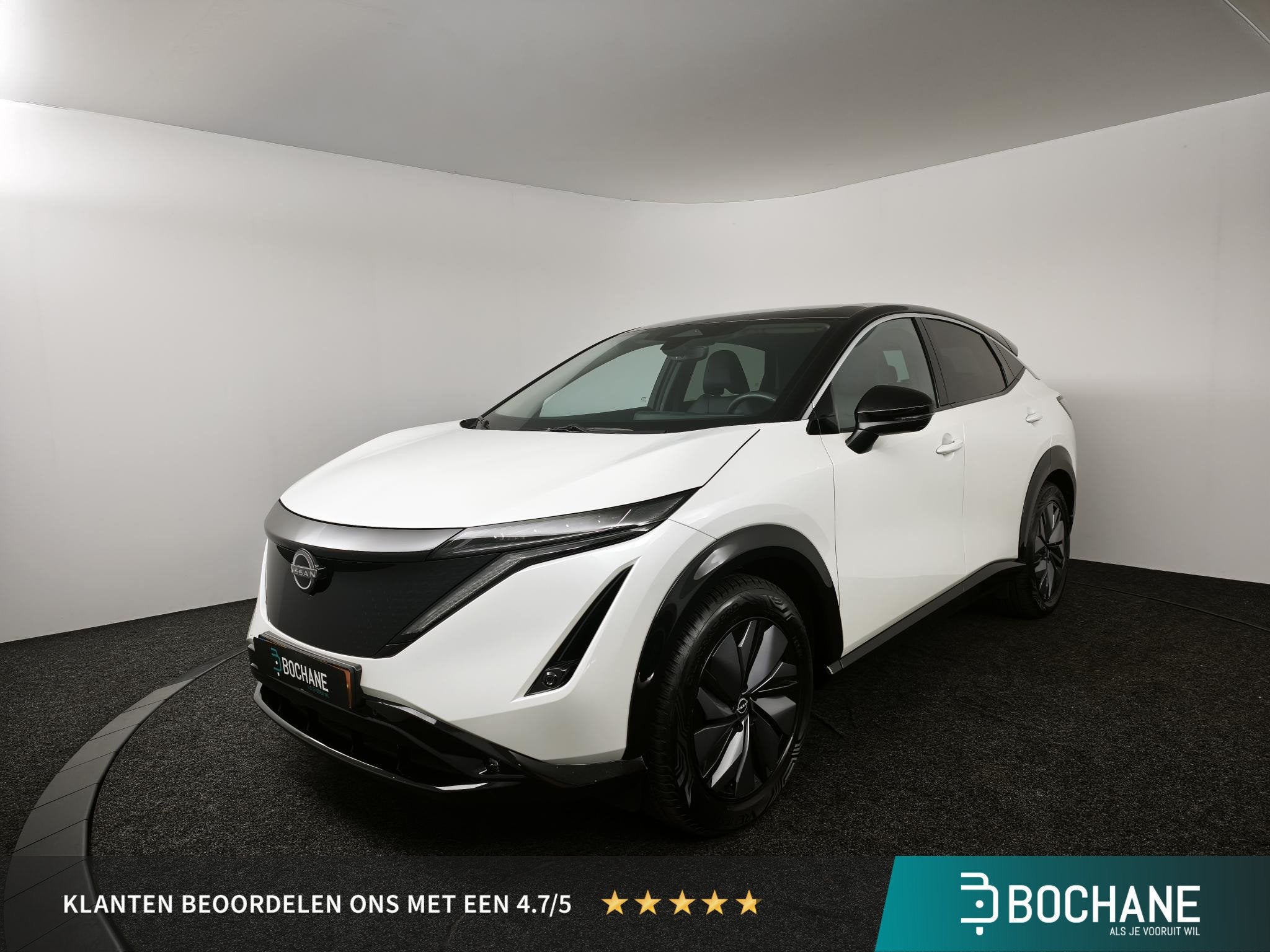 Nissan Ariya Advance 66 kWh | Stoelverwarming | 360° Camera, Auto's, Nissan, Gebruikt, Met garantie (alle), Leder en Stof, Wit
