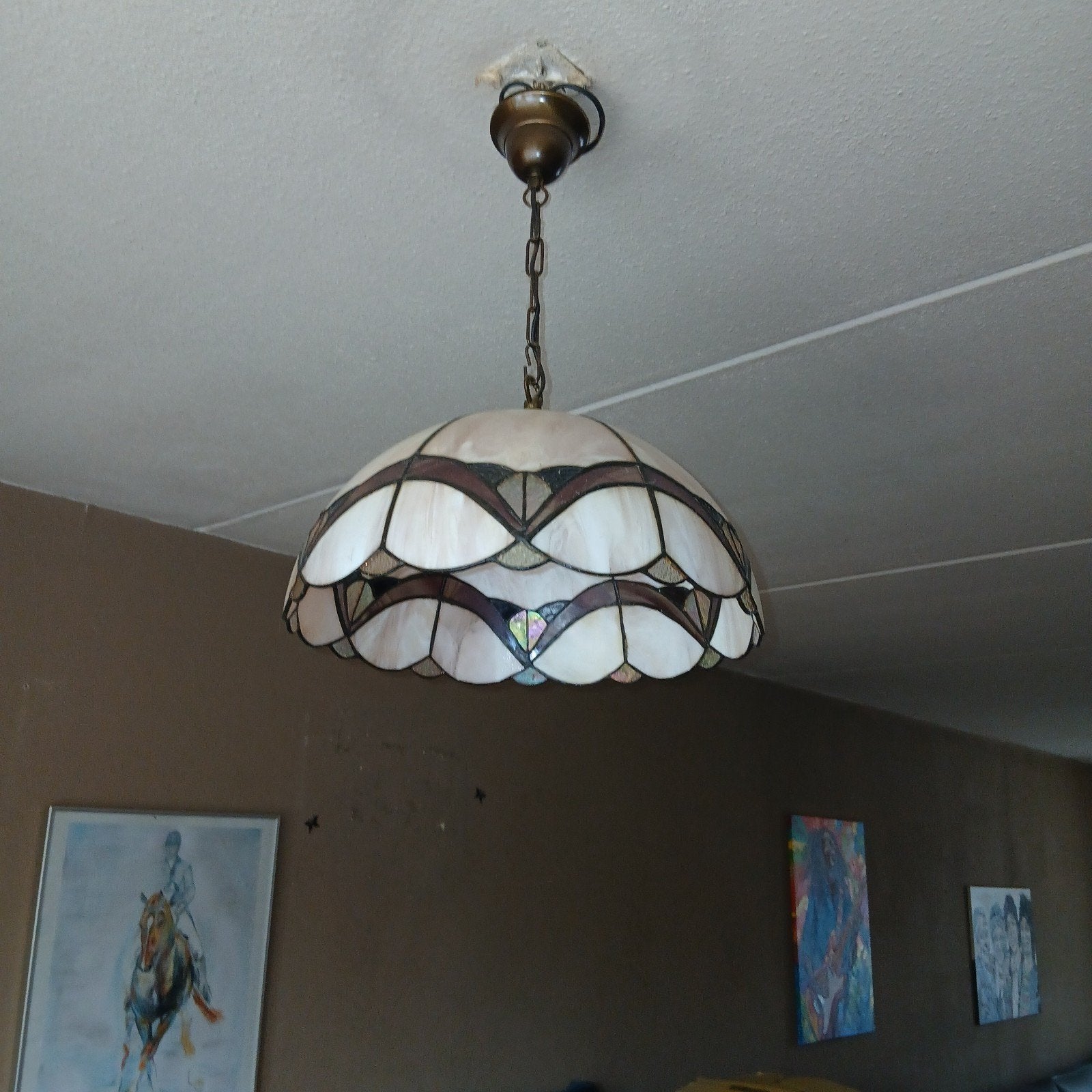 Tiffanylamp plafondlamp hanglamp, Gebruikt, E27 (groot), Ophalen of Verzenden, Tiffany, Klassiek, Retro