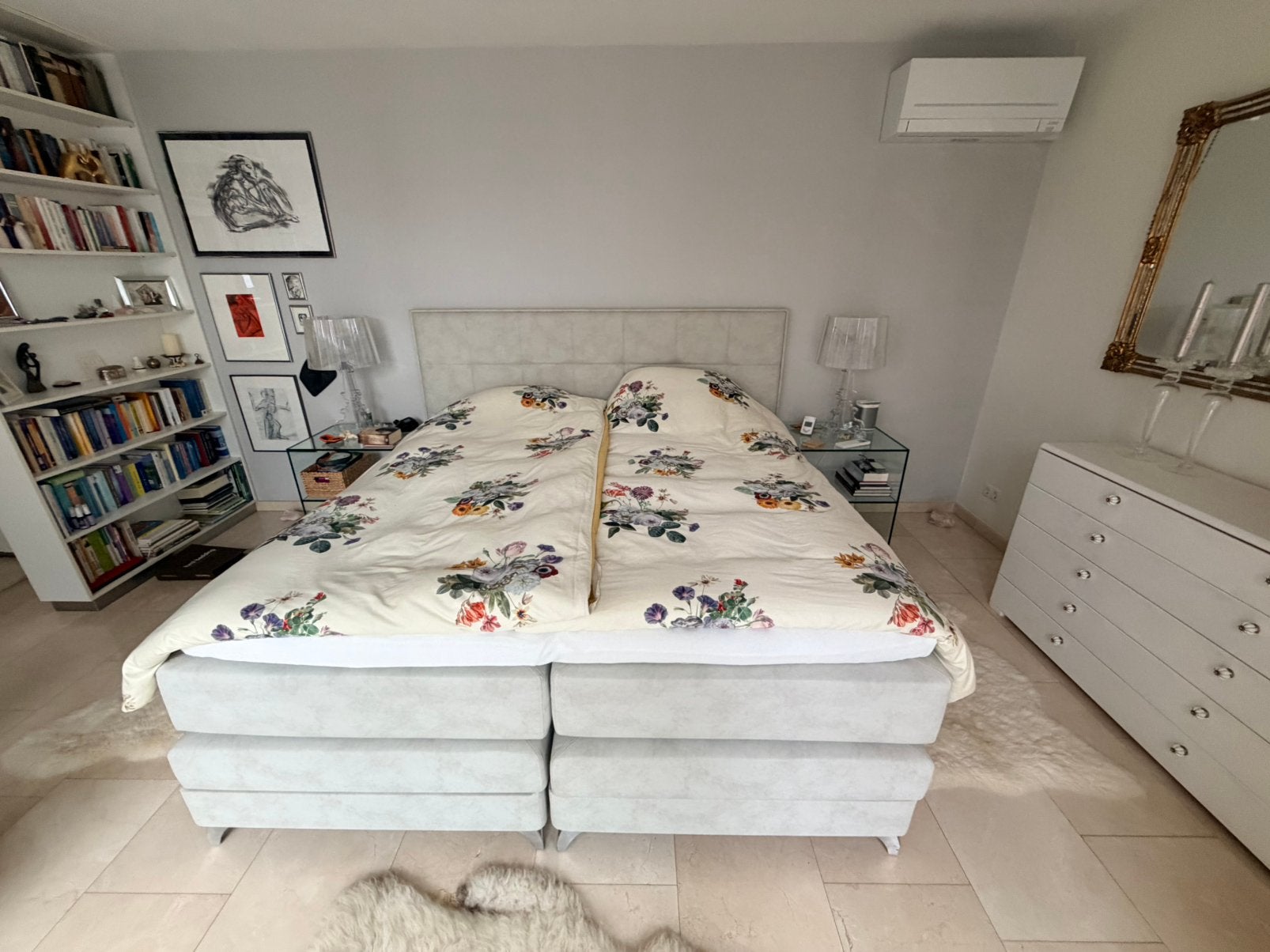 Boxspring 200x210 kleur nobuko cream, Ophalen, Overige materialen, 210 cm, Tweepersoons